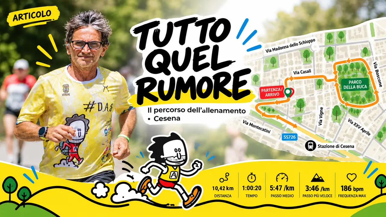 Andrea Pelo di Giorgio durante una corsa: copertina dell’articolo “Tutto quel rumore”.